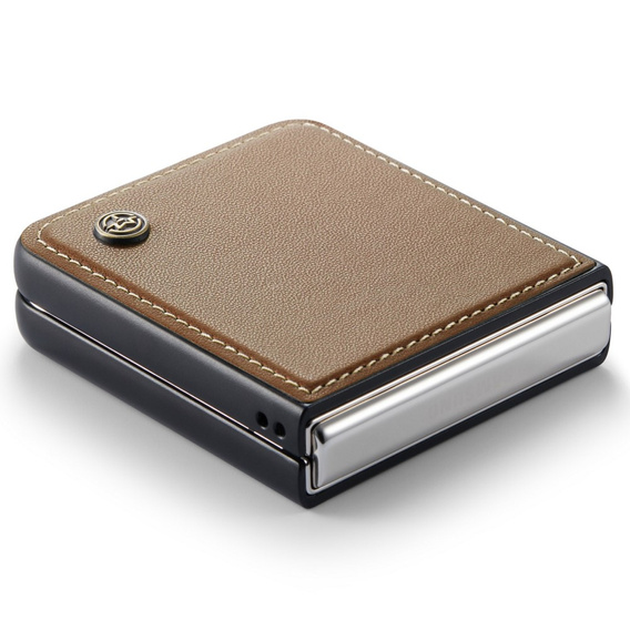 Husă pentru Samsung Galaxy Z Flip6 5G, CASEME Litchi Leather, maro