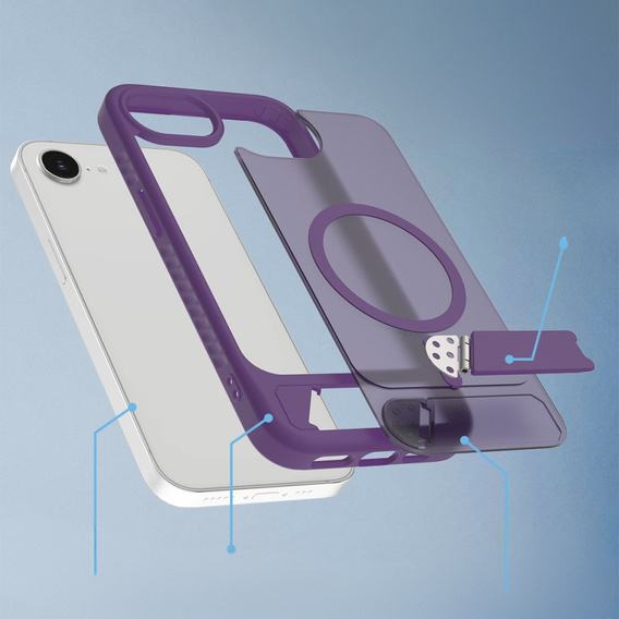 Husă pentru iPhone 16E, Kickstand Matt Case, pentru MagSafe, violet