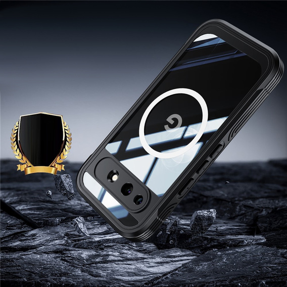 Husă rezistentă la șocuri cu sticlă, pentru MagSafe pentru Google Pixel 10a, negru