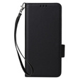 Huse pentru HTC U24 Pro 5G, Wallet Litchi Leather, negru