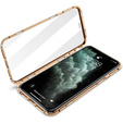 Husa pentru iPhone 12, Magnetic Dual Glass, de aur