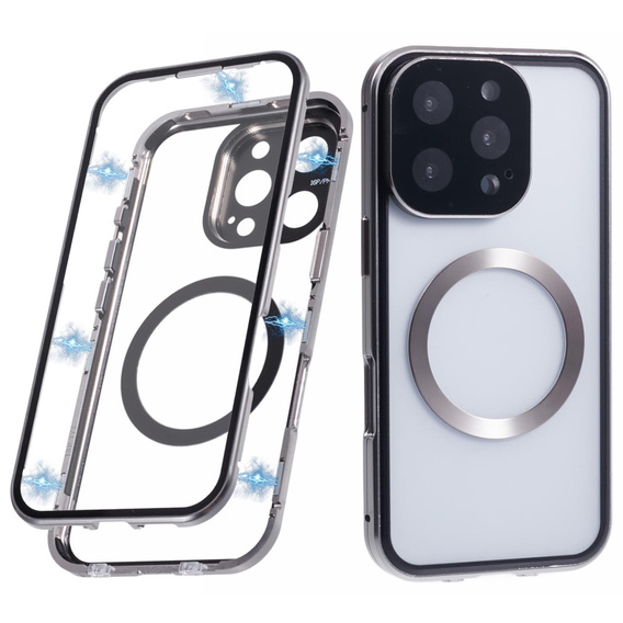 Carcasa Magnetic Dual Glass MagSafe pentru iPhone 16 Pro Max, titan
