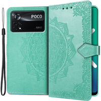 Cu clapetă pentru Xiaomi Poco X4 Pro 5G, Mandala, verde