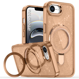 Carcasa iPhone 16e, Glittery Magnetic Kickstand, roz rose gold