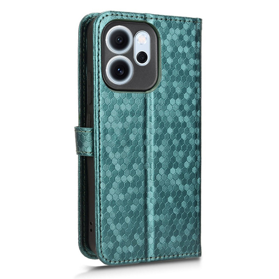 Husă cu clapetă pentru Oppo Reno 14F, Wallet Rhombus, verde