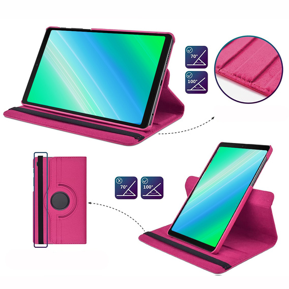 Husă pentru Samsung Galaxy Tab A7 Lite 8.7 T220 / T225 TB330FU 10.95", rotativă 360, roz