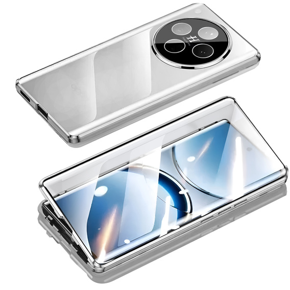 Husa pentru Oppo Find X8 Pro, Magnetic Dual Glass, de argint