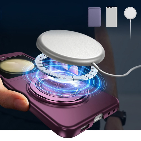 Husă GKK pentru Galaxy Z Flip 5 5G, Colțuri Dropproof MagSafe, transparent / violet