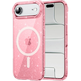 Husă pentru iPhone Air, pentru MagSafe, glitter, roz translucid