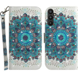 Cu clapetă pentru Samsung Galaxy A54 5G, Wallet mandala, alb