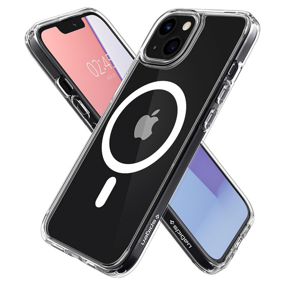 Carcasă MagSafe Spigen pentru iPhone 13 Mini, Ultra Hybrid, alb + 9H Tempered Glass