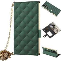 Husă flip pentru Samsung Galaxy S24 Ultra, GKK Mirror Wallet, verde