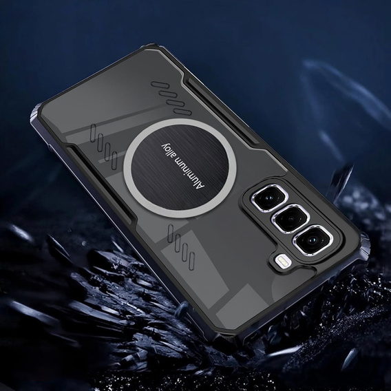 Carcasă pentru Infinix Hot 50 Pro+ 4G, cu placă magnetică, transparent / negru