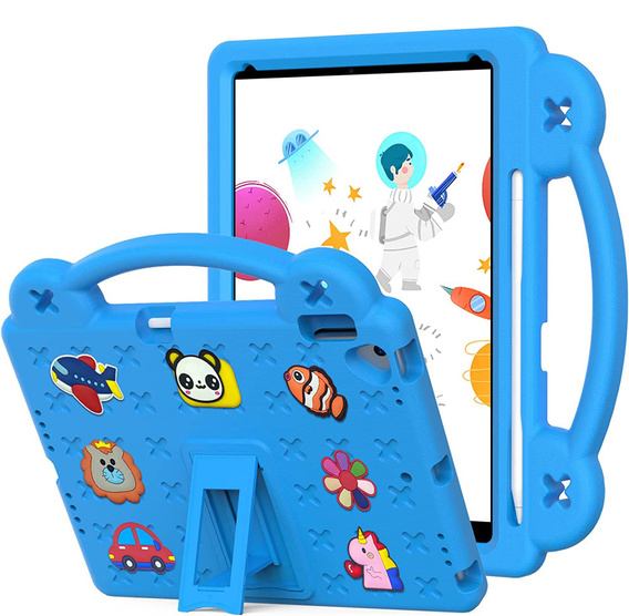 Husă pentru copii pentru iPad 10.2" 2021/2020/2019 (9/8/7 gen.) / Air 10.5" 2019 (3 gen.), Cute Patterns, cu suport, albastru