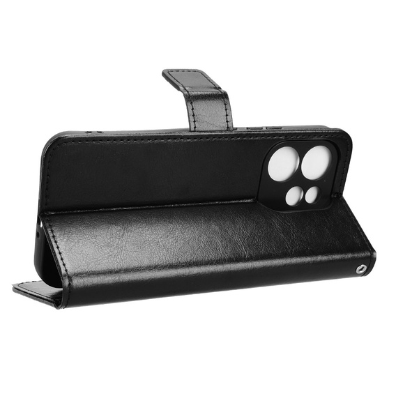 Husă tip portofel Crazy Horse pentru Oppo Reno 15 FS, negru