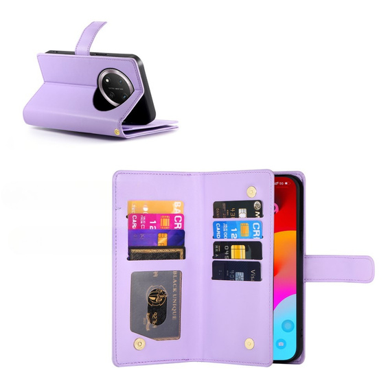Cu clapetă pentru Honor Magic 7 Lite, Wallet Zipper Pocket, violet