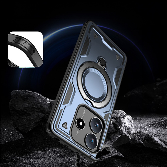 Carcasă pentru Xiaomi Redmi Note 14 5G, Military MagSafe, albastru + 9H Glass