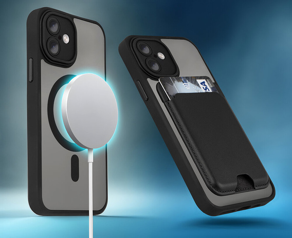 Husă pentru iPhone 16, pentru MagSafe, ERBORD Matt Case, negru + sticlă pentru ecran