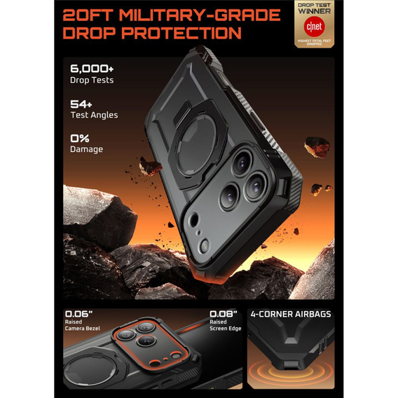 Carcasă Supcase pentru iPhone 17 Pro Max, Unicorn Beetle Grip Pro Mag, negru
