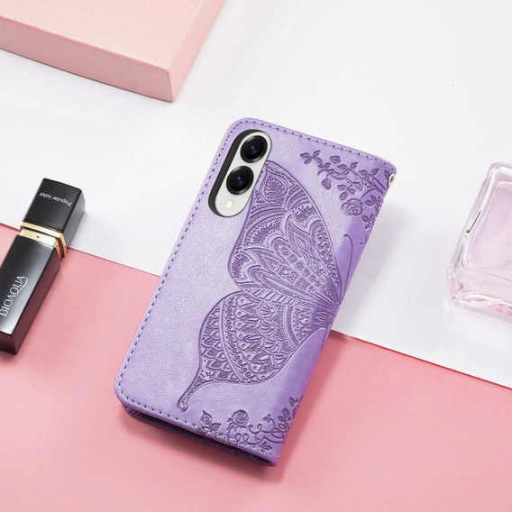 Cu clapetă pentru Samsung Galaxy S25 Edge, Butterfly, violet