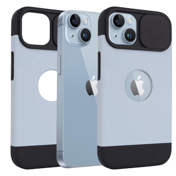 Husă ERBORD MagSafe Cam Slider, albastră + sticlă pentru ecran pentru iPhone 13 / iPhone 14