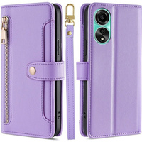 Cu clapetă pentru Oppo A78 4G, Wallet Zipper Pocket, violet