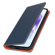 Cu clapetă pentru Samsung Galaxy S25, Litchi Skin Grain, albastru închis