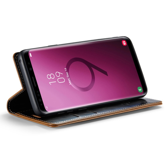Carcasă flip CASEME pentru Samsung Galaxy S9, Waxy Textured, cafea