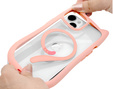 Husă pentru iPhone 13 / iPhone 14, pentru MagSafe, Cute Cat, roz + sticlă pentru ecran