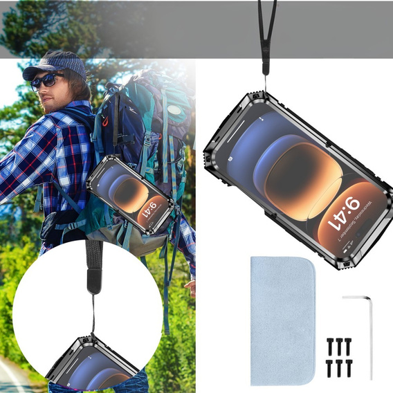 Husă blindată pentru iPhone 16 Pro, R-JUST, negru