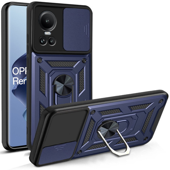 Husă blindată pentru Oppo Reno 10 / 10 Pro, CamShield Slide, albastru