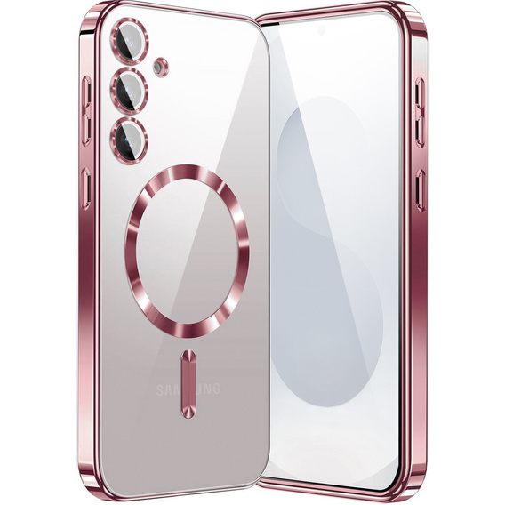 Husă pentru Samsung Galaxy S25, Electro MagSafe, roz rose gold + Sticlă pentru ecran