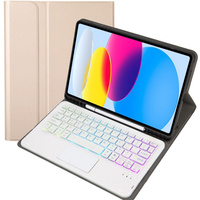 Husă cu tastatură bluetooth touchpad iluminată pentru iPad 10.9" 2022 (10 gen.), de aur