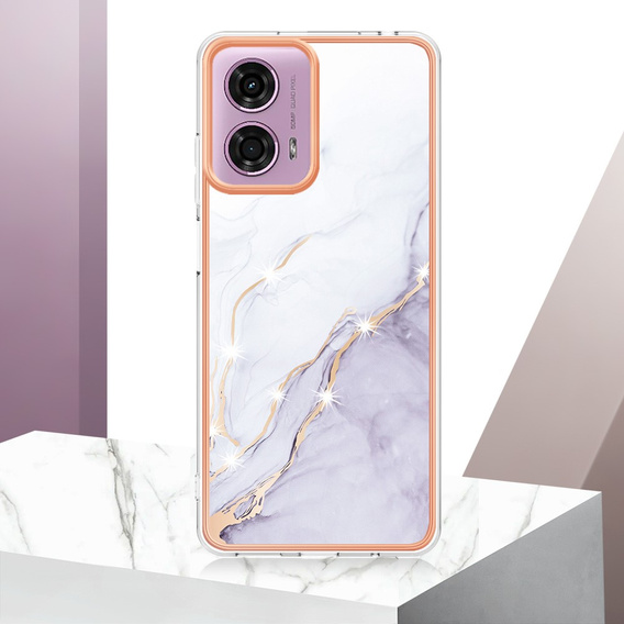 Carcasă de protecție pentru Motorola Moto G24 / G24 Power / G04, Marble Slim Case, alb