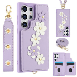 Husa pentru Samsung Galaxy S25 Ultra, Leather Flower Card Slot, violet