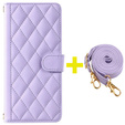 Husă cu clapetă pentru Samsung Galaxy A16, Rhombus Crossbody Leather, violet