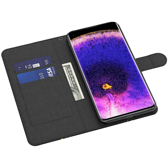 Cu clapetă pentru Oppo A17, Wallet, Marble albastru