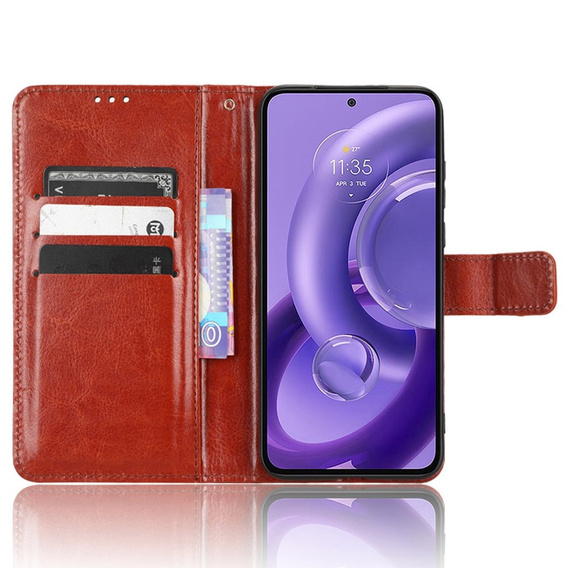 Cu clapetă pentru Motorola Edge 30 Neo 5G, Crazy Horse Wallet, maro