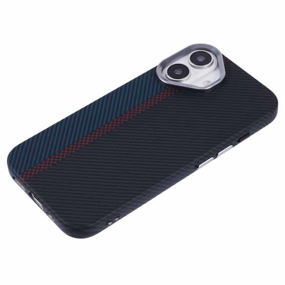 Carcasa pentru iPhone 16 Plus, Carbon Fiber MagSafe, negru / albastru