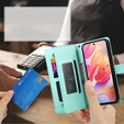 Cu clapetă pentru Samsung Galaxy A56 5G, Wallet Zipper Pocket, verde