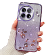 Husă pentru OnePlus 12 5G, Glitter Flower, violet