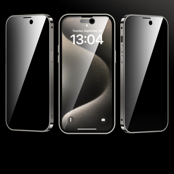 Husă pentru iPhone 15 Pro Max, Privacy Dual Glass, pentru MagSafe, de argint