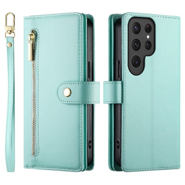 Cu clapetă pentru Samsung Galaxy S25 Ultra, Wallet Zipper Pocket, verde