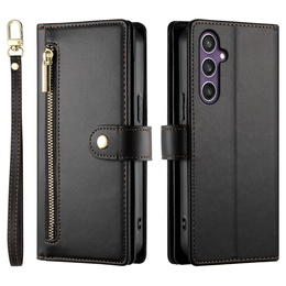 Cu clapetă pentru Samsung Galaxy S25, Wallet Zipper Pocket, negru
