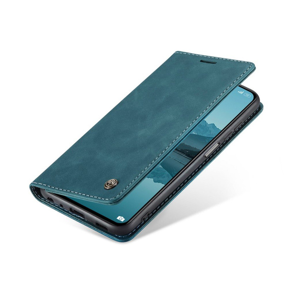 Husa CASEME pentru Xiaomi Redmi Note 10 Pro, Leather Wallet Case, albastru