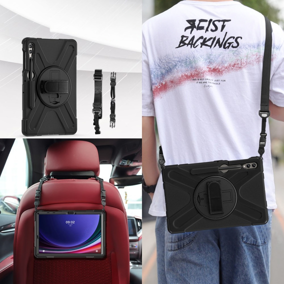 Husă pentru Samsung Galaxy Tab S9 FE+ / S9+ / S8+ / S7+, protecție blindată, negru