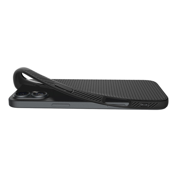 Carcasa Spigen pentru iPhone 16, Liquid Air, negru + 9H Tempered Glass