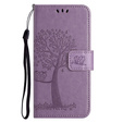 Cu clapetă pentru Motorola Moto E22 / E22i, Wallet, tree i sowy, violet