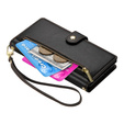 Cu clapetă pentru Samsung Galaxy S25 Edge, Wallet Zipper Pocket, negru