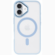 Husă pentru iPhone 16, pentru MagSafe, ERBORD Matt Case, transparent / albastru + sticlă pentru ecran